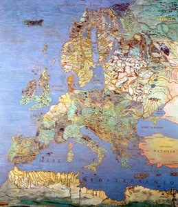 Mapa da Europa do século XVI, a partir da &39;Sala del Mappamondo (Salão dos Mapas do Mundo) c.1574-75